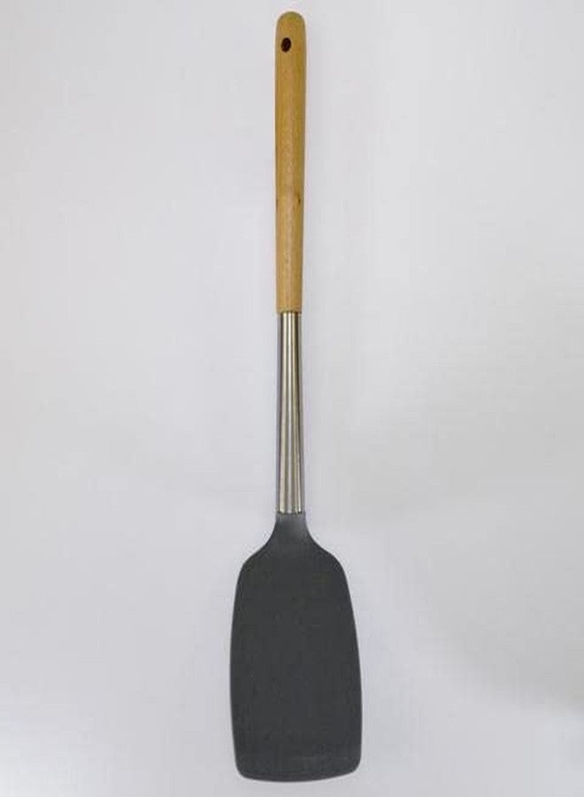 INKULTURE Silicone Turner Spatula with Strong Silicone Covering Head and Stay-Cool Wooden Handle | Random Color | 01 Pcs - Image 2